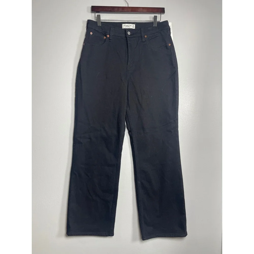 ABERCROMBIE & FITCH High Rise 90s Relaxed Jeans 29 Black NEW Curve Love Casual